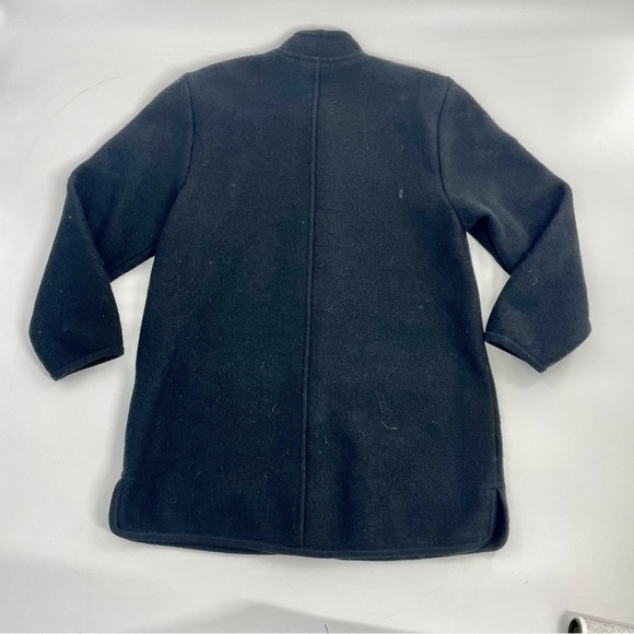 VINTAGE Geiger of Austria Smiley Black Boiled Wool Winter Coat Cardigan Jacket S - Picture 12 of 13